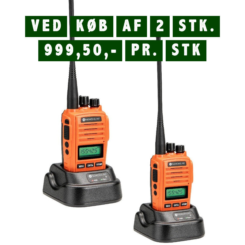 Nordhunt jagtradio - ORANGE - inkl. skovantenne, headset m.m.