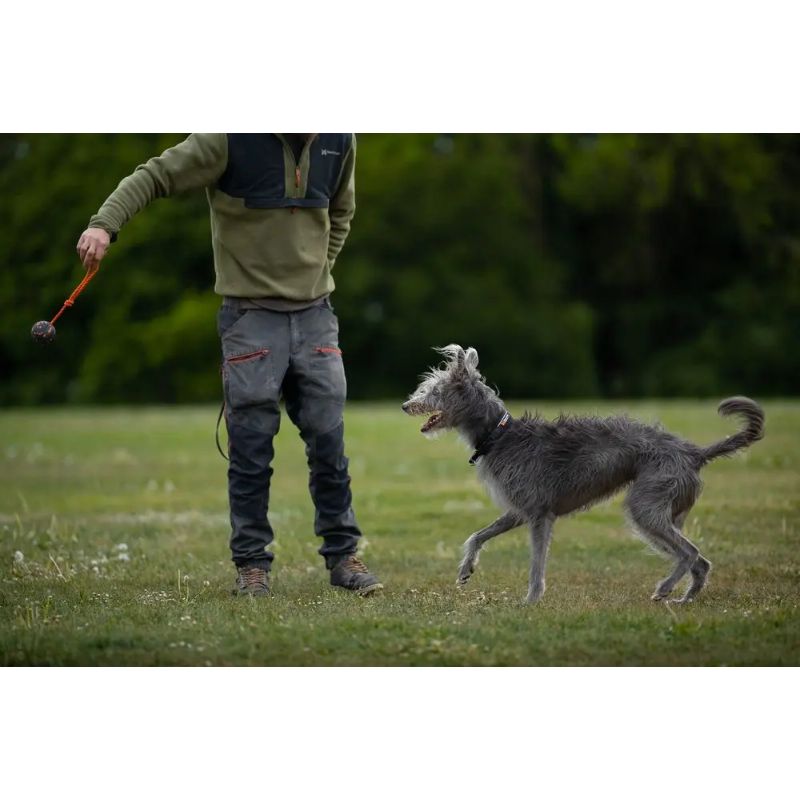 Non-Stop Dog Ball On Rope Orange/Black