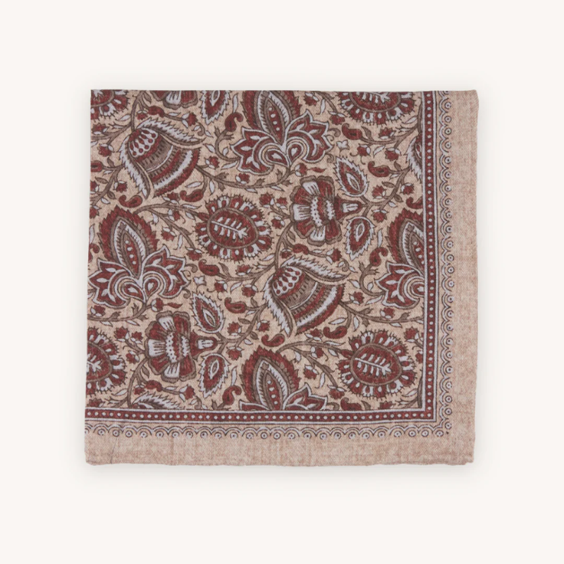 Portia Wool Pocket Square Beige