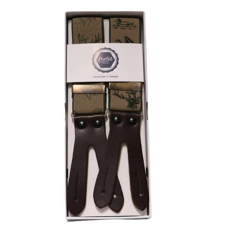 Portia Seler Beige Med Jagtmotiv Til Knap