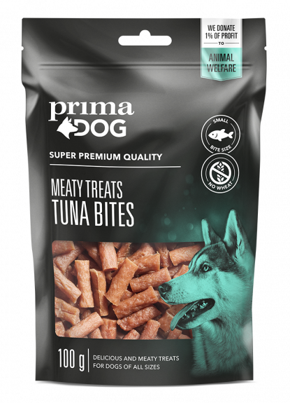 Primadog Meaty Treats Tunfiskebidder 100g.