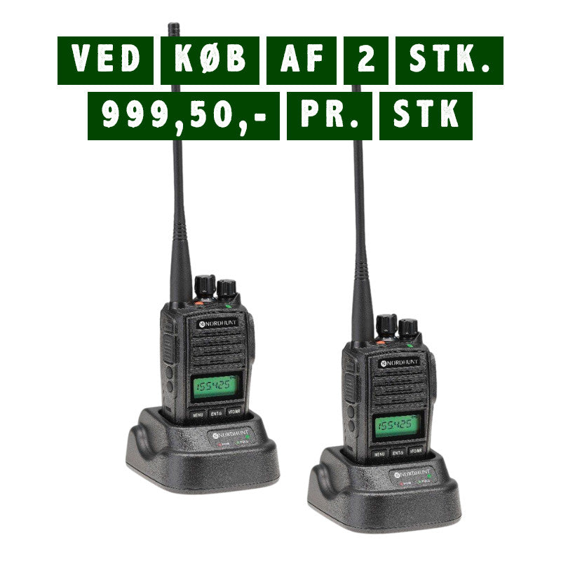 Nordhunt jagtradio - SORT - inkl. skovantenne, headset m.m.