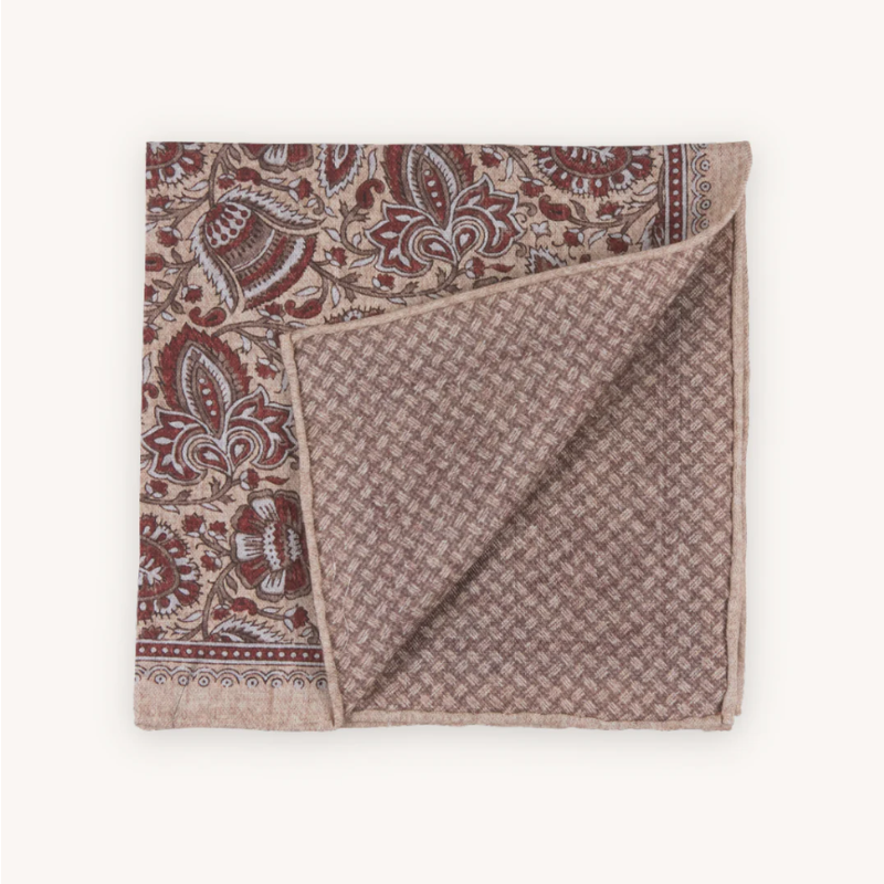 Portia Wool Pocket Square Beige