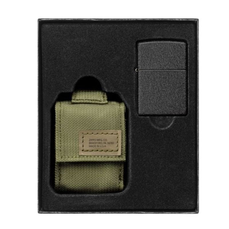 Zippo 5 D OD Green Pouch/Black Crackle Gavesæt