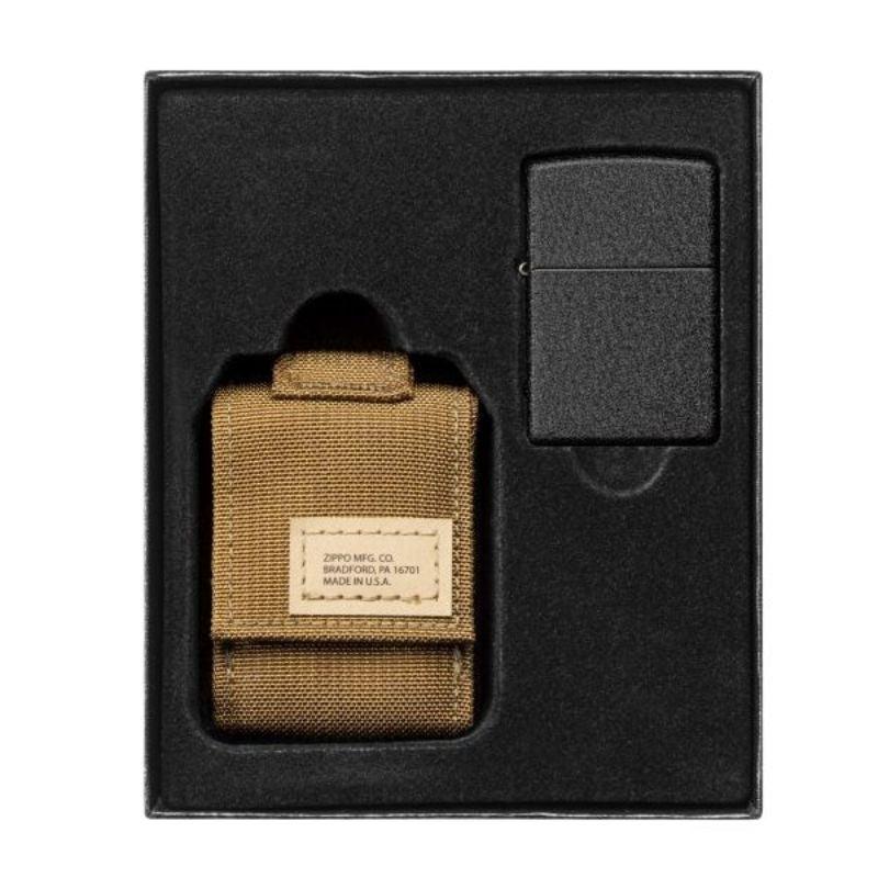 Zippo 5 D Coyote Pouch/Black Crackle Gavesæt